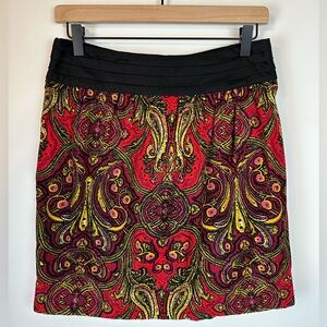 ANTHROPOLOGIE EIDRA Black, Red, Yellow & Purple Corduroy Skirt | Size 4